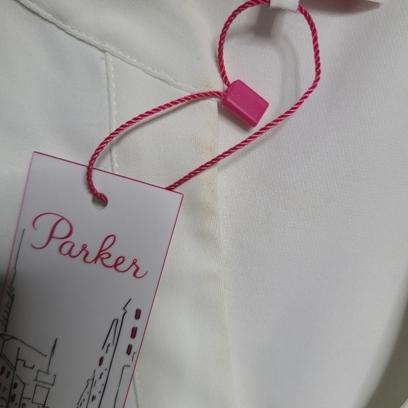 NEW Parker Small Ruffled Flutter Sleeve Dress in Pearl - Picture 9 of 10